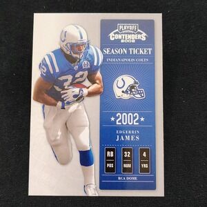 2002 Playoff Contenders Season Ticket #33 Edgerrin James Indianapolis Colts NFL